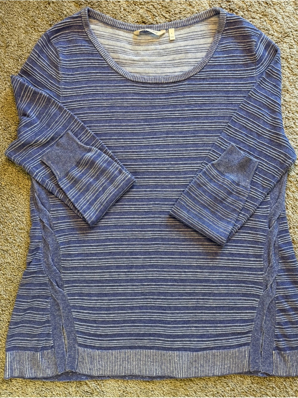 Soft Surroundings Purple & White Striped Scoop Neck Sweater~ Large
